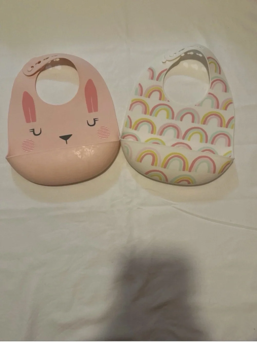 Target Silicone Baby Bibs - Pink Bunny & Pastel Rainbow